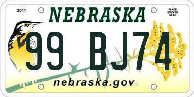 NE license plate 99BJ74