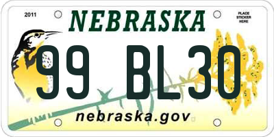 NE license plate 99BL30