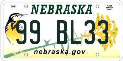 NE license plate 99BL33