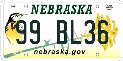 NE license plate 99BL36