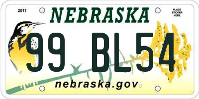NE license plate 99BL54