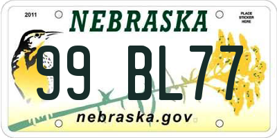 NE license plate 99BL77