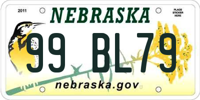 NE license plate 99BL79