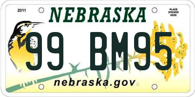 NE license plate 99BM95