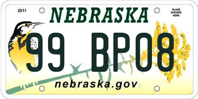 NE license plate 99BP08