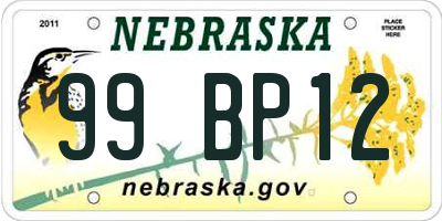 NE license plate 99BP12