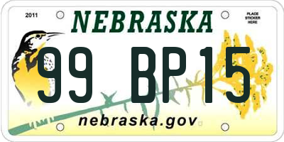 NE license plate 99BP15