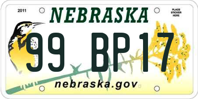 NE license plate 99BP17