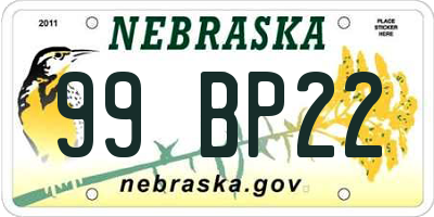 NE license plate 99BP22