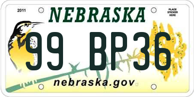NE license plate 99BP36
