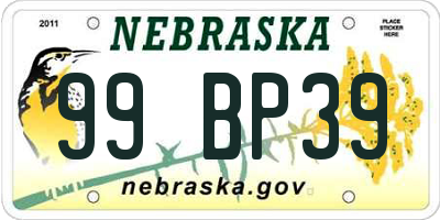 NE license plate 99BP39