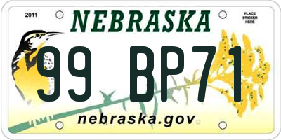 NE license plate 99BP71