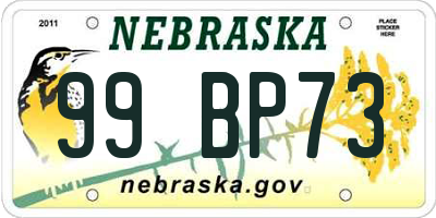 NE license plate 99BP73