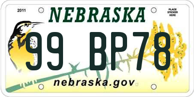 NE license plate 99BP78