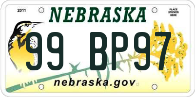 NE license plate 99BP97