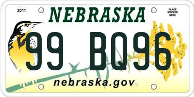 NE license plate 99BQ96