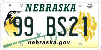 NE license plate 99BS21