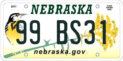 NE license plate 99BS31