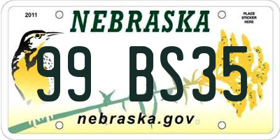 NE license plate 99BS35