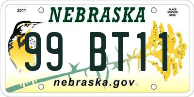 NE license plate 99BT11