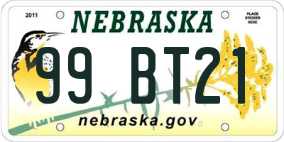 NE license plate 99BT21