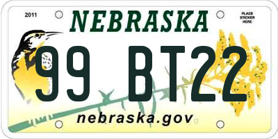 NE license plate 99BT22