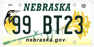 NE license plate 99BT23