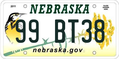NE license plate 99BT38