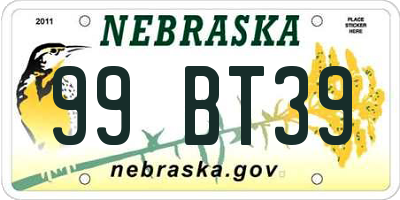 NE license plate 99BT39