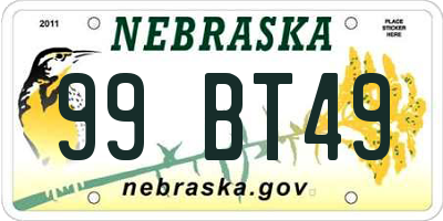 NE license plate 99BT49