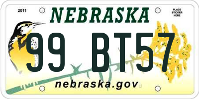 NE license plate 99BT57