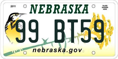 NE license plate 99BT59