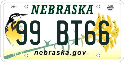 NE license plate 99BT66