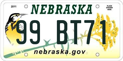 NE license plate 99BT71