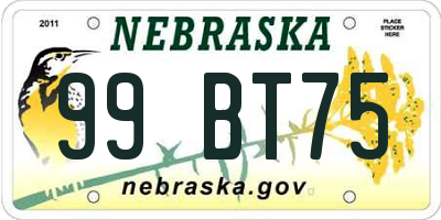 NE license plate 99BT75