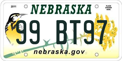 NE license plate 99BT97
