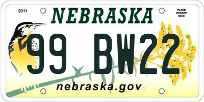 NE license plate 99BW22