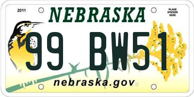 NE license plate 99BW51