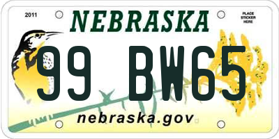 NE license plate 99BW65