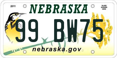 NE license plate 99BW75