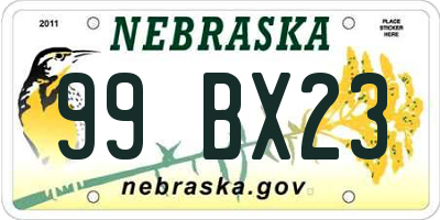 NE license plate 99BX23