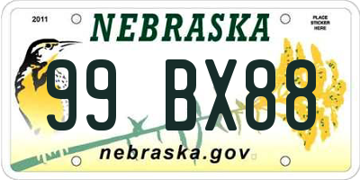 NE license plate 99BX88