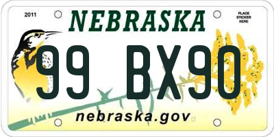 NE license plate 99BX90