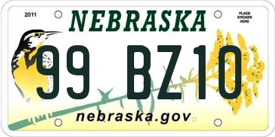 NE license plate 99BZ10