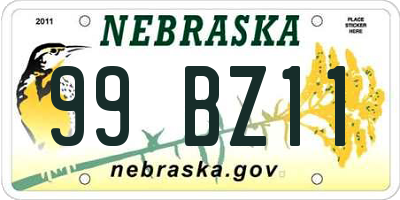 NE license plate 99BZ11