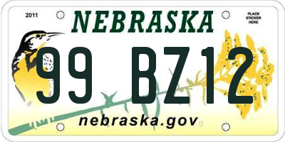 NE license plate 99BZ12