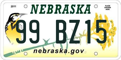 NE license plate 99BZ15