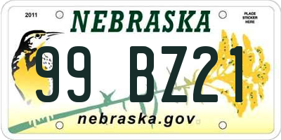 NE license plate 99BZ21