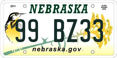 NE license plate 99BZ33