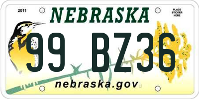 NE license plate 99BZ36